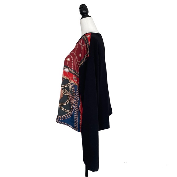 Zara Basic womens half black half chain print long sleeve shirt - Picture 2 of 6